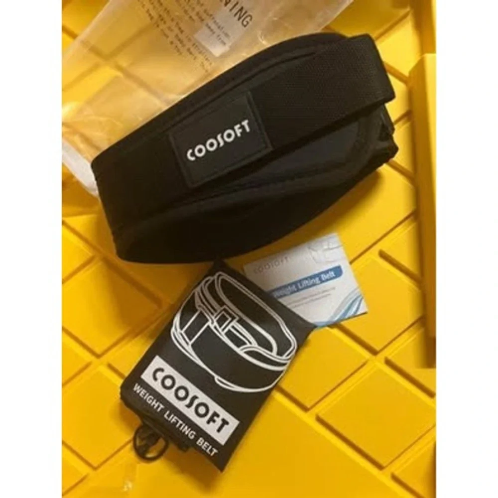 COOSOFT Weight Lifting Belt Medium Black Gym Workout‎ Support Adjustable Strap